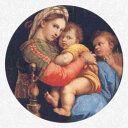 ラファエロ　聖母子像の伝説　フィレンツェ→ローマへ　ラファエロ大人気の絵画！　小椅子の聖母　1513年〜1514年頃　酒樽の底に描いたのか？　版画として欧州の家庭に普及した作品